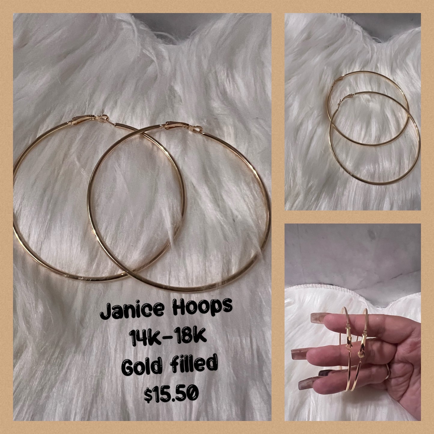 Thin large Gold Hoop Earrings