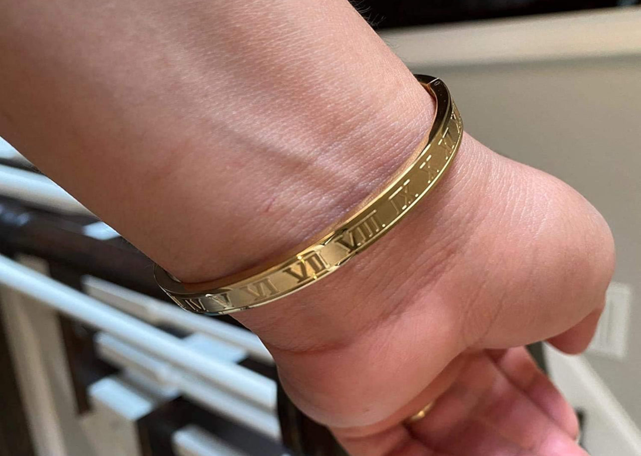 Stainless Steel Roman Numeral Bangles