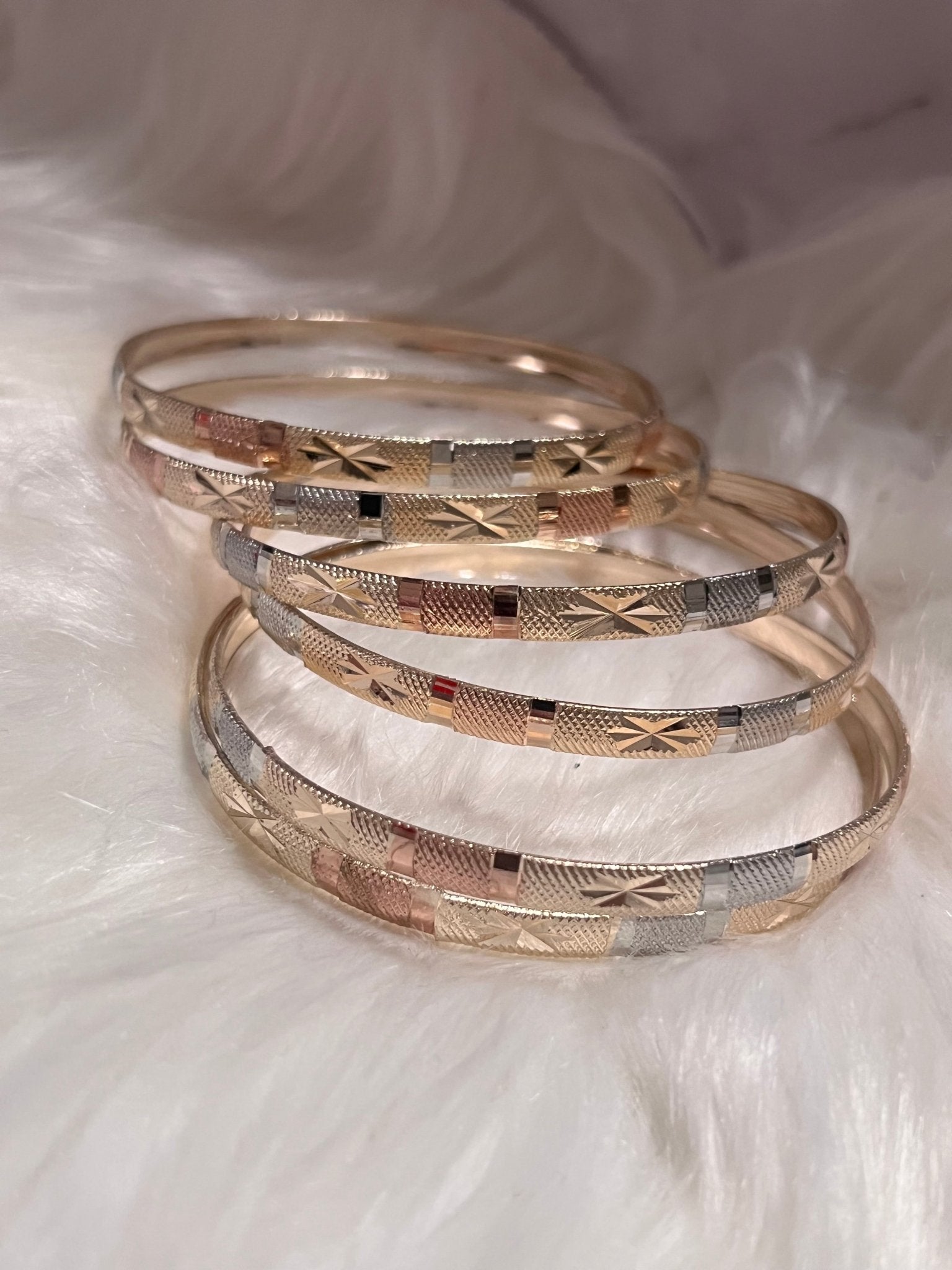 Adult 7A Gold Trío Tone Bangles - MOO Jewelry n Accessories Boutique