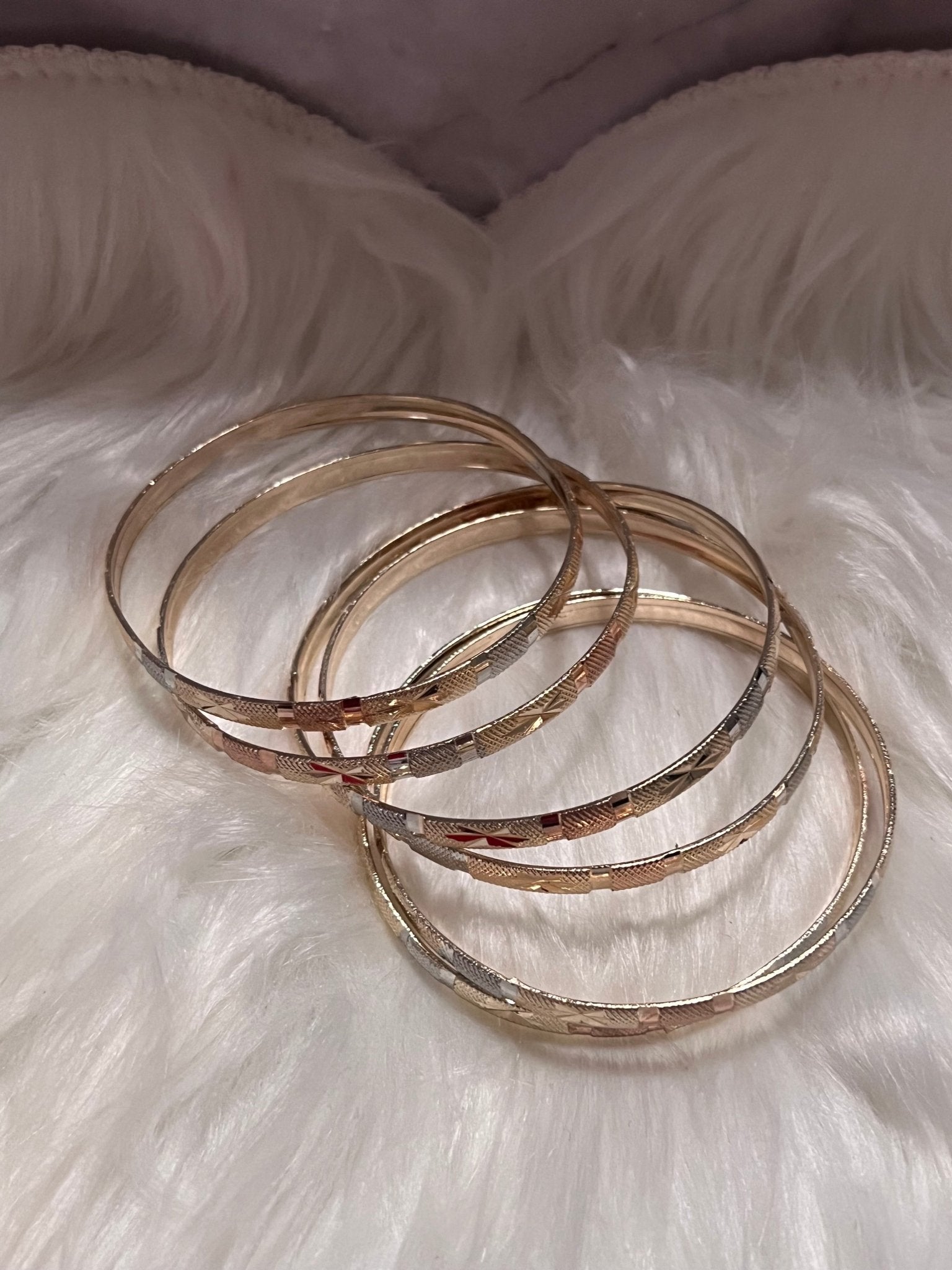 Adult 7A Gold Trío Tone Bangles - MOO Jewelry n Accessories Boutique