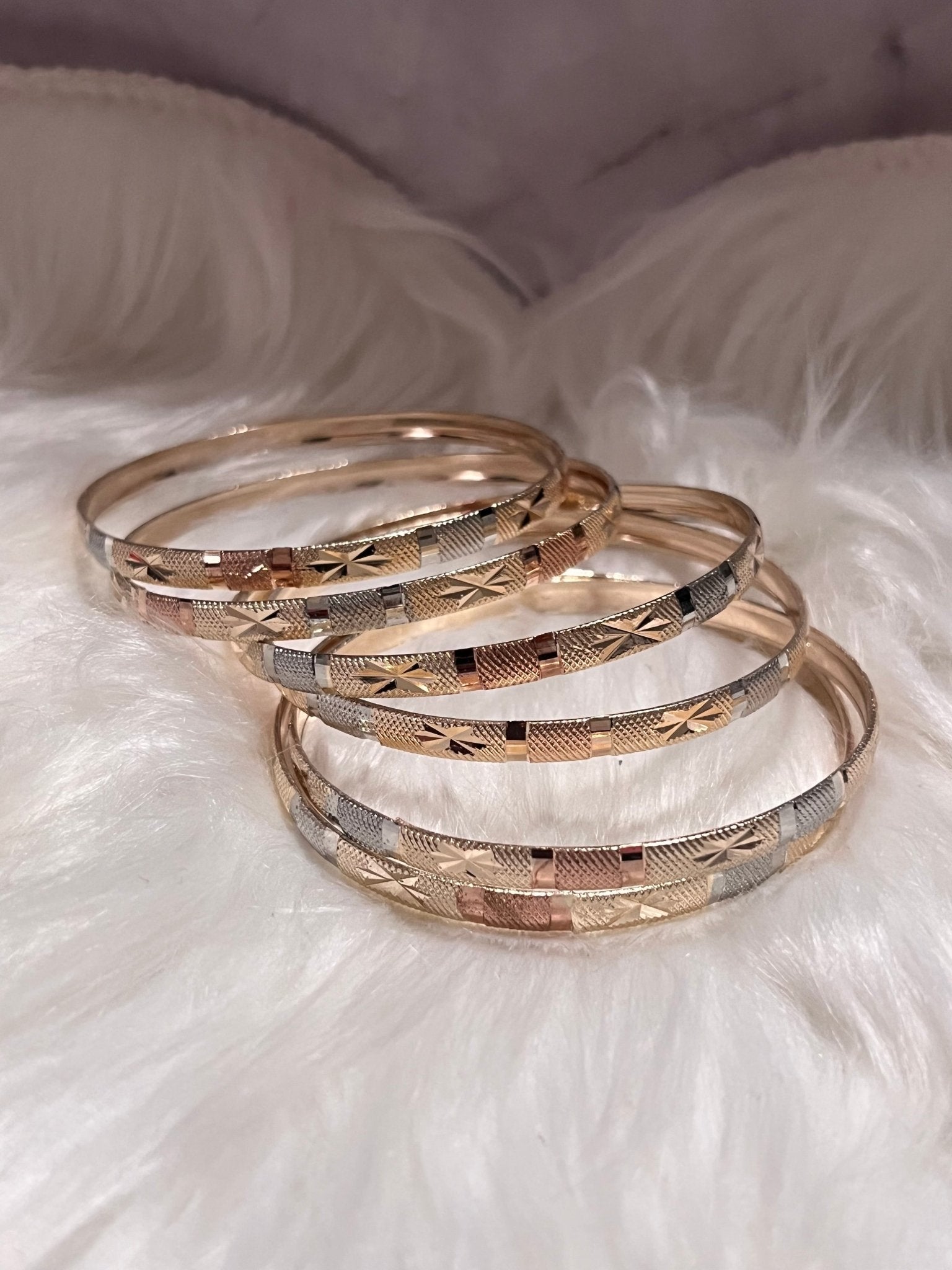 Adult 7A Gold Trío Tone Bangles - MOO Jewelry n Accessories Boutique