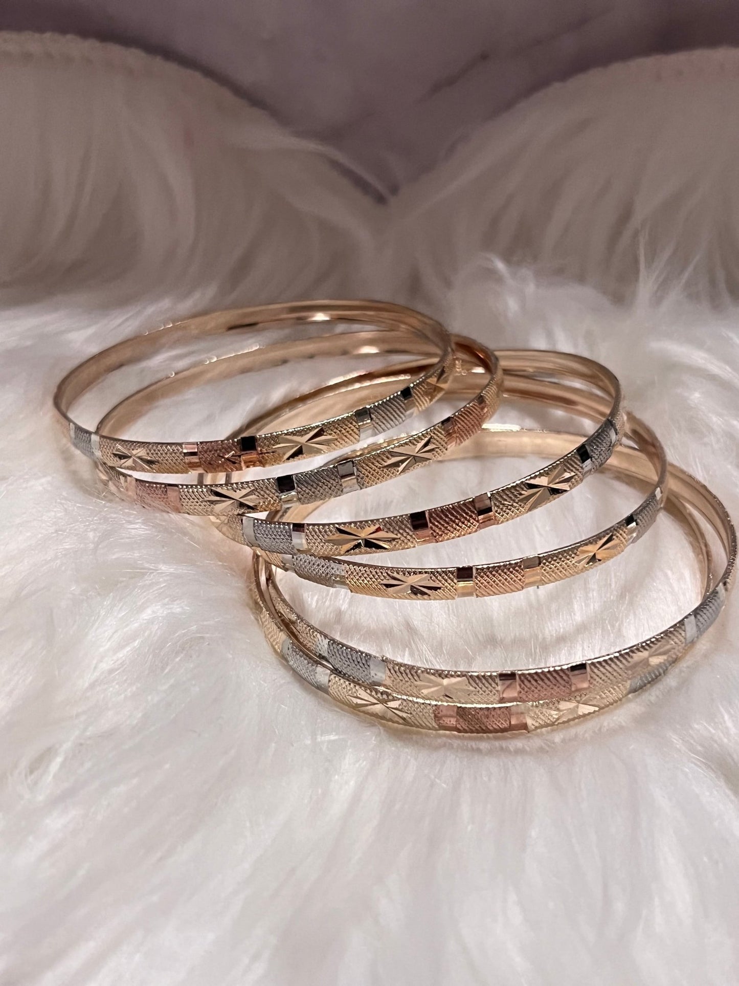 Adult 7A Gold Trío Tone Bangles - MOO Jewelry n Accessories Boutique