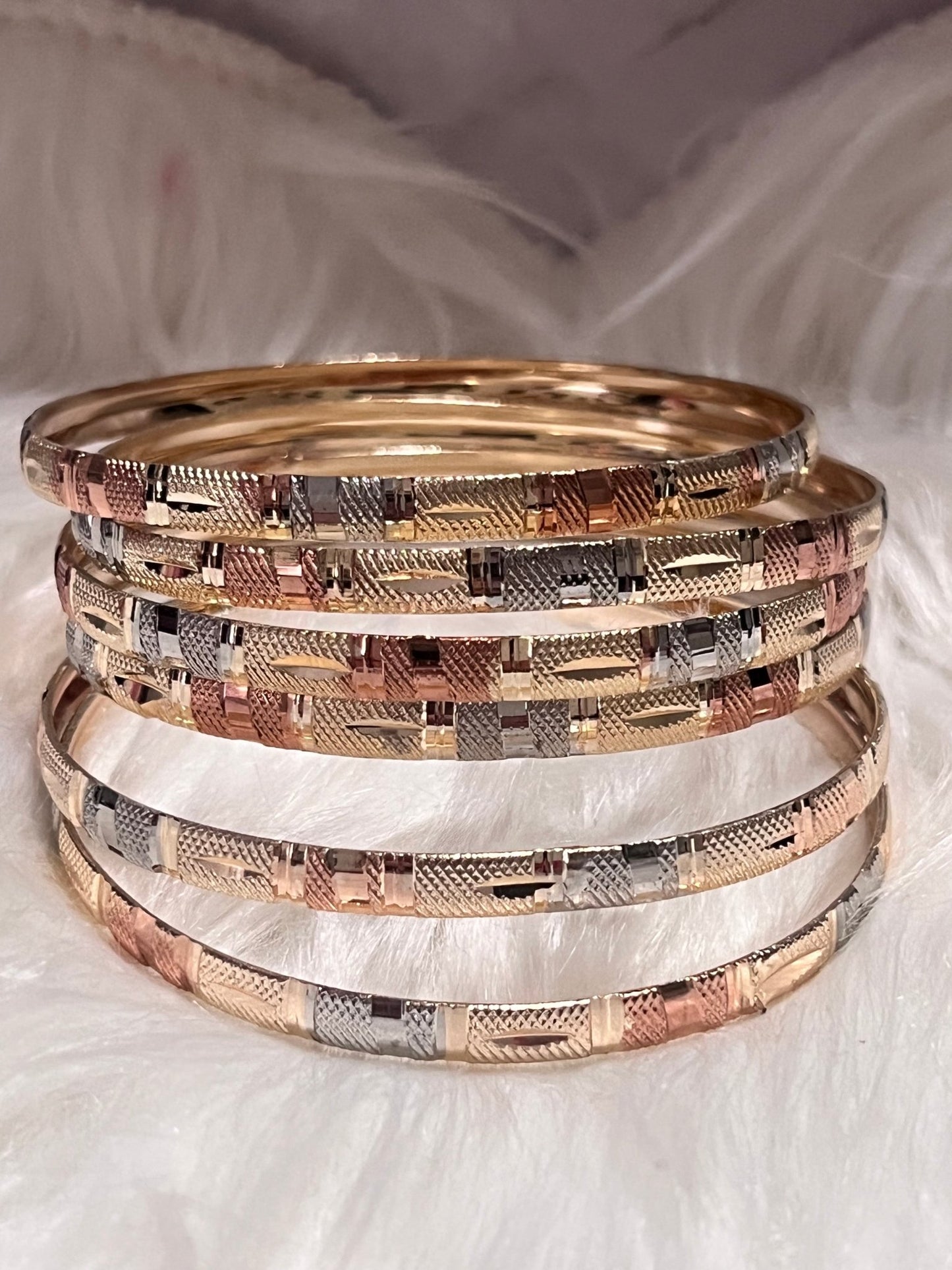 Adult 7B Gold Trío Tone Bangles - MOO Jewelry n Accessories Boutique