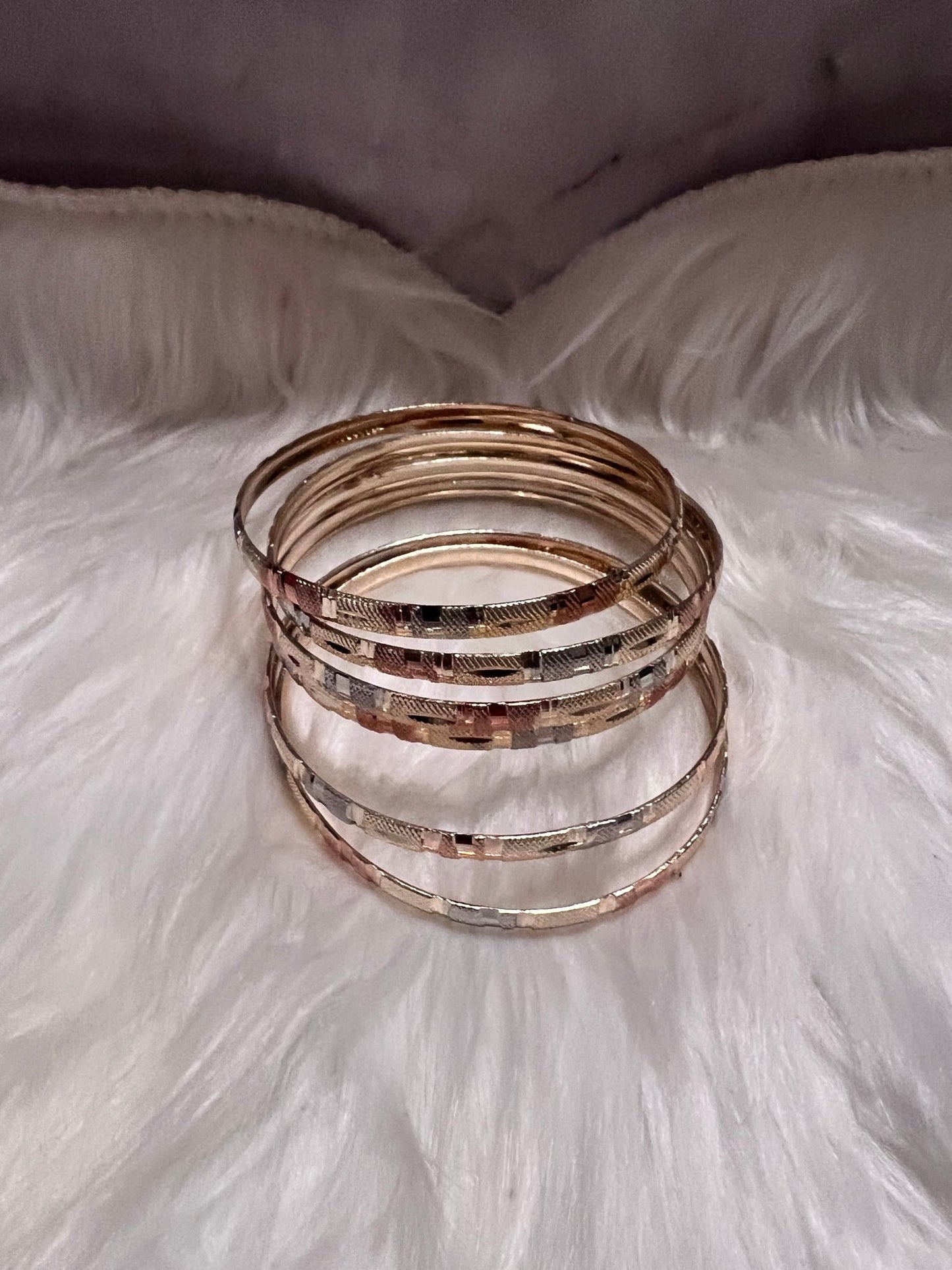 Adult 7B Gold Trío Tone Bangles - MOO Jewelry n Accessories Boutique