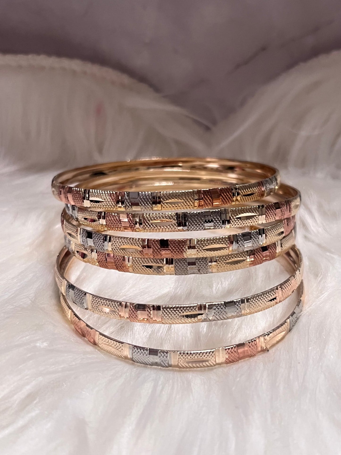 Adult 7B Gold Trío Tone Bangles - MOO Jewelry n Accessories Boutique