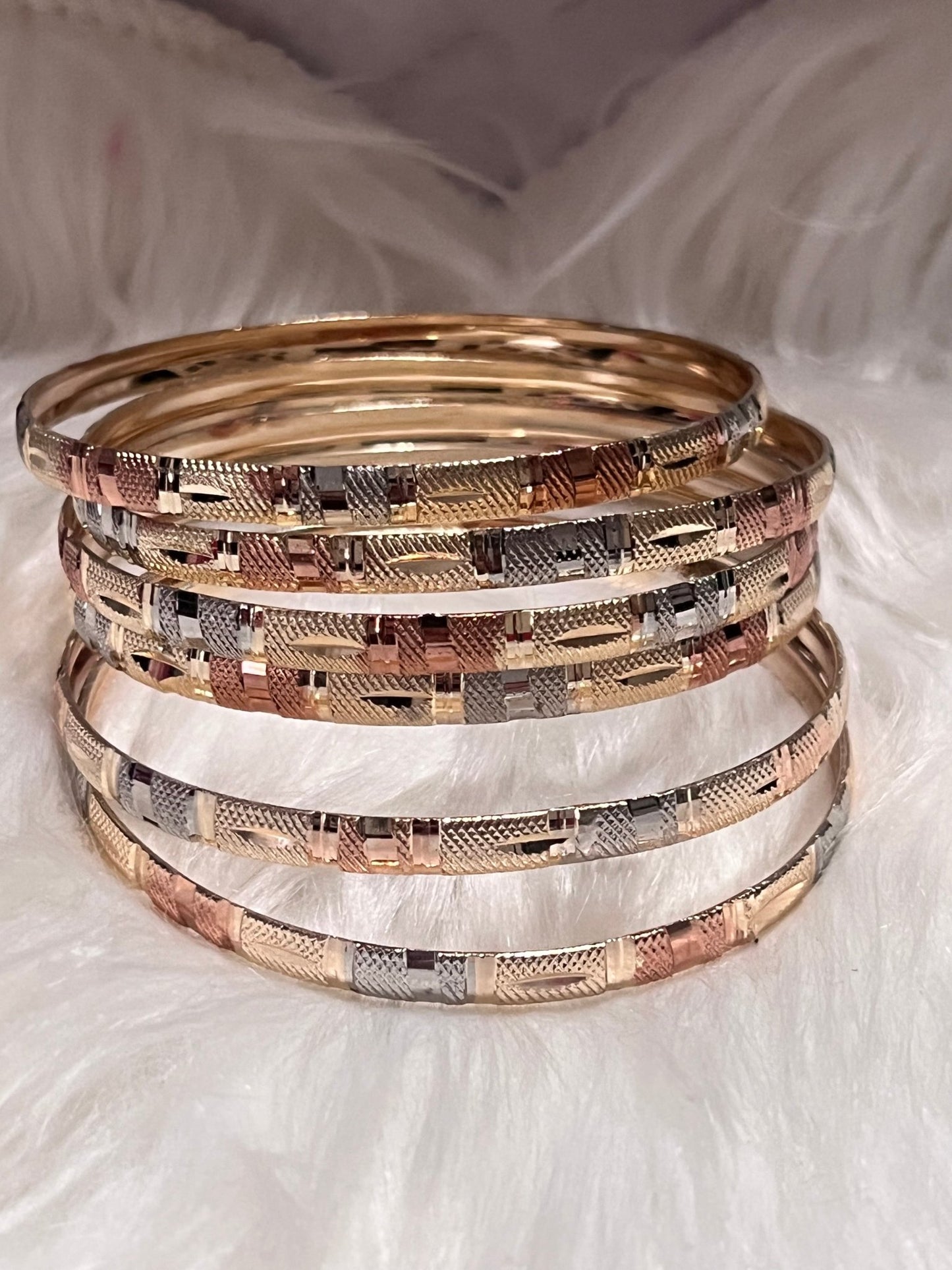 Adult 7B Gold Trío Tone Bangles - MOO Jewelry n Accessories Boutique