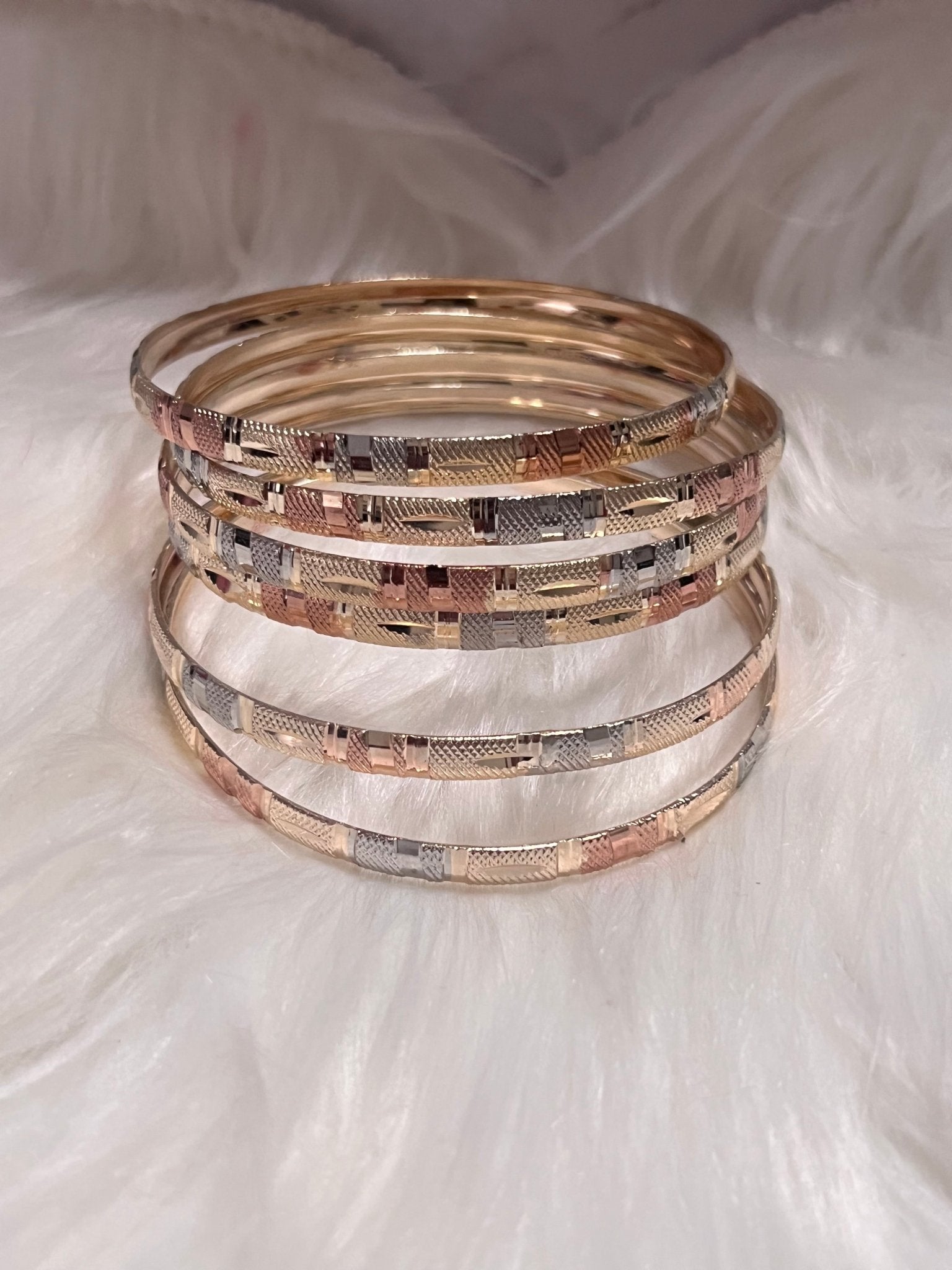 Adult 7B Gold Trío Tone Bangles - MOO Jewelry n Accessories Boutique