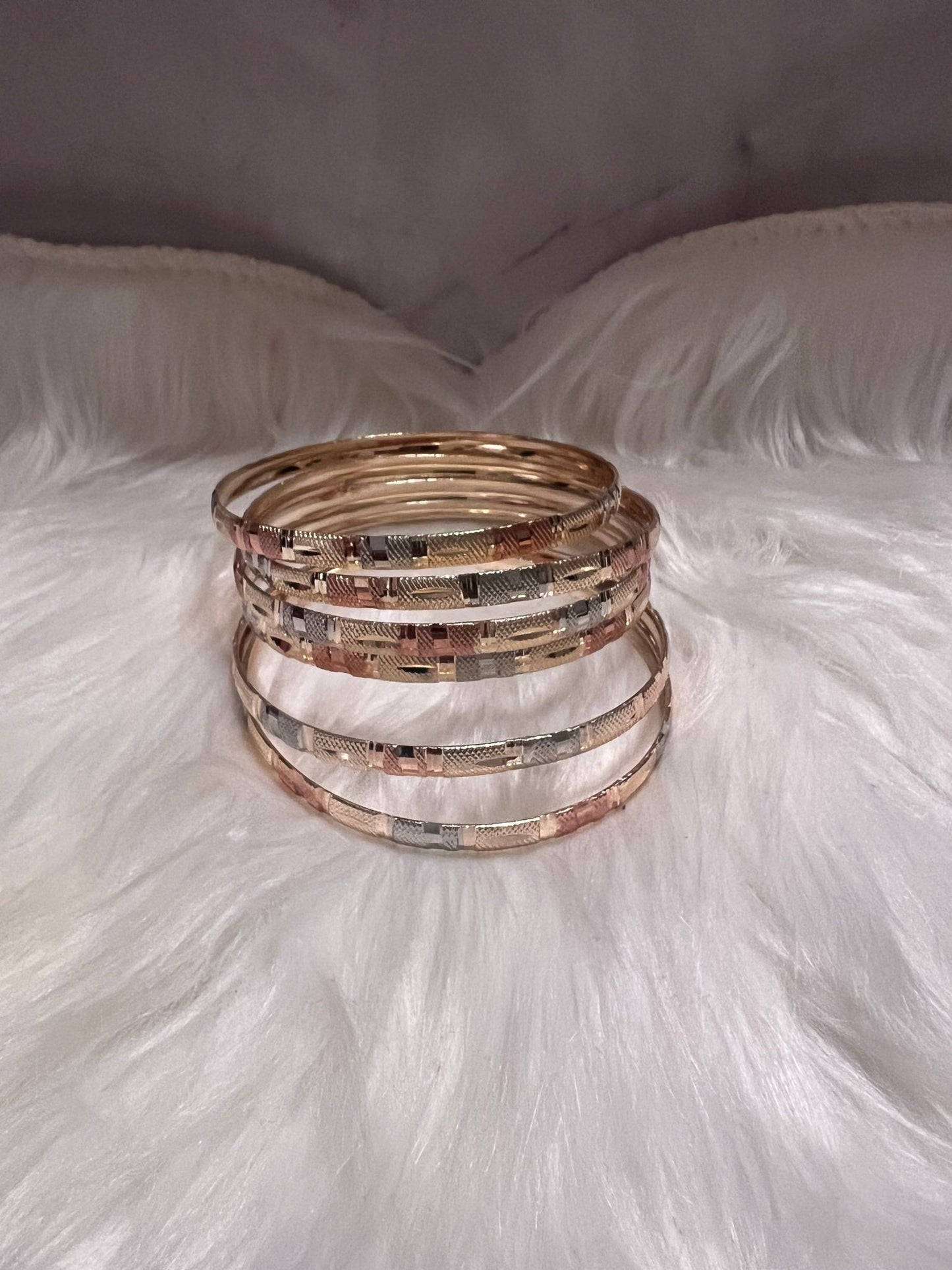 Adult 7B Gold Trío Tone Bangles - MOO Jewelry n Accessories Boutique