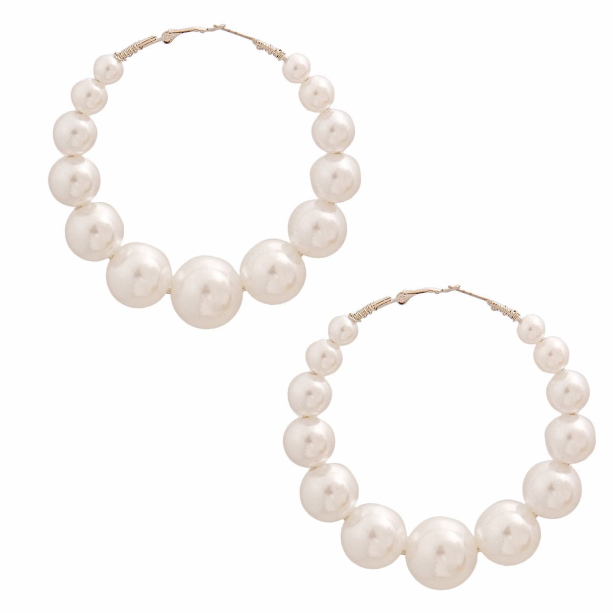 Athena's Grace: Graduated White Pearl Hoops - MOO Jewelry n Accessories Boutique