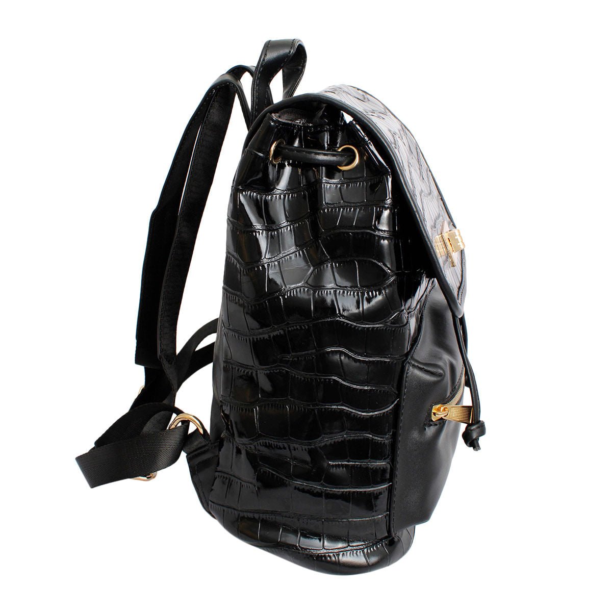 Backpack Black Croc Flap Bag Set for Women - MOO Jewelry n Accessories Boutique