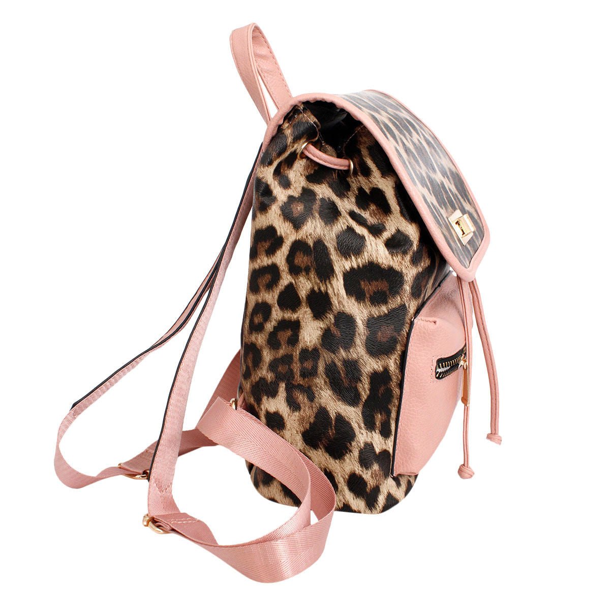 Backpack Leopard and Pink Flap Bag Set for Women - MOO Jewelry n Accessories Boutique