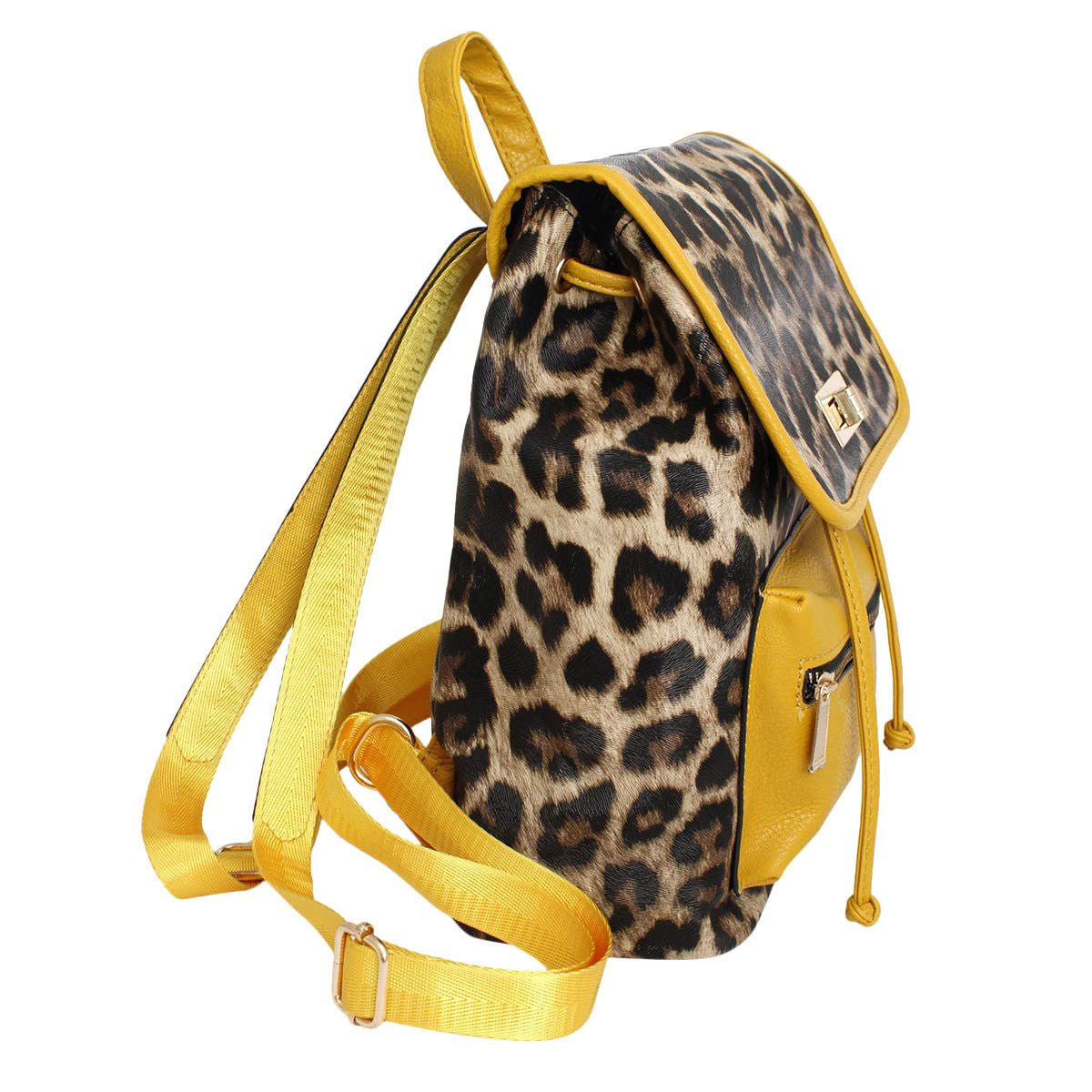 Backpack Leopard and Yellow Flap Bag Set for Women - MOO Jewelry n Accessories Boutique