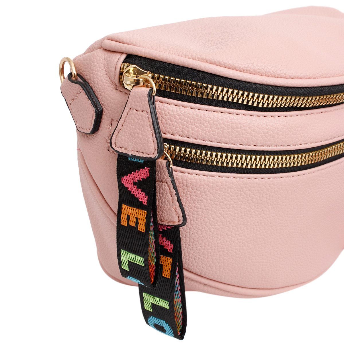 Crossbody Pink Love Zipper Saddle Bag for Women