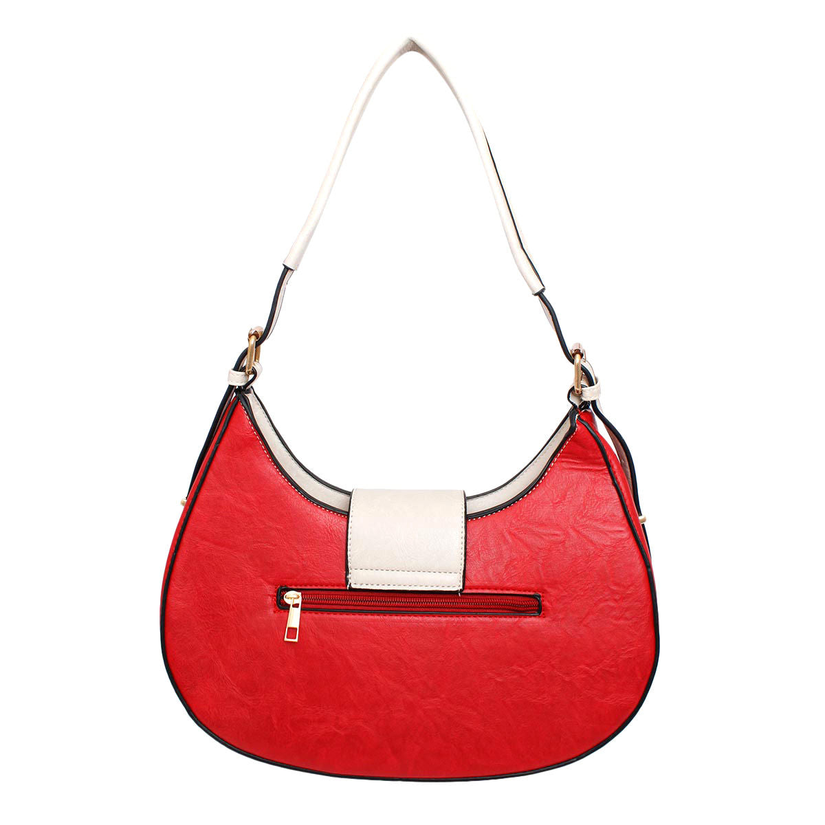 Shoulder Handbag Red Flap Rounded Bag for Women