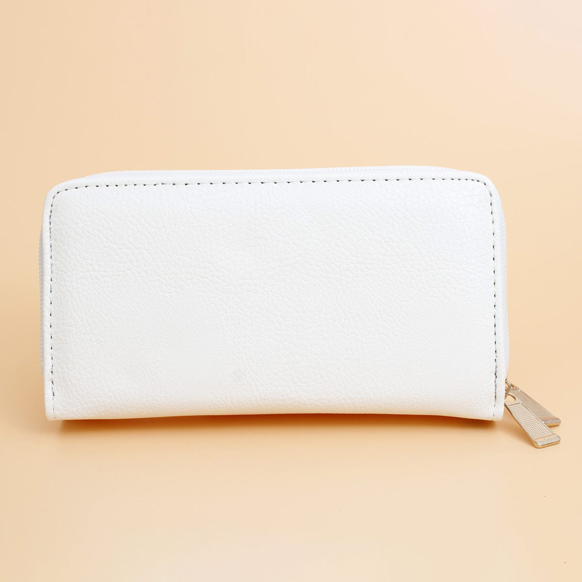 Zipper Wallet White Soft Grain for Women