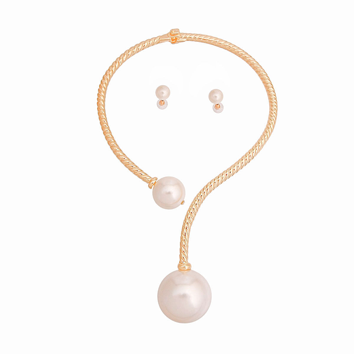 Gold Twisted Choker Pearl Necklace