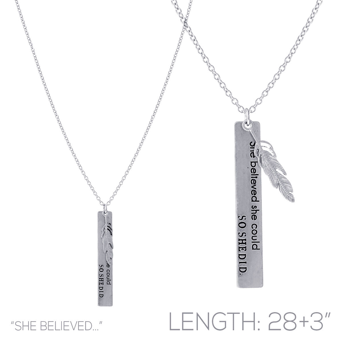 Long Silver She Believed Necklace